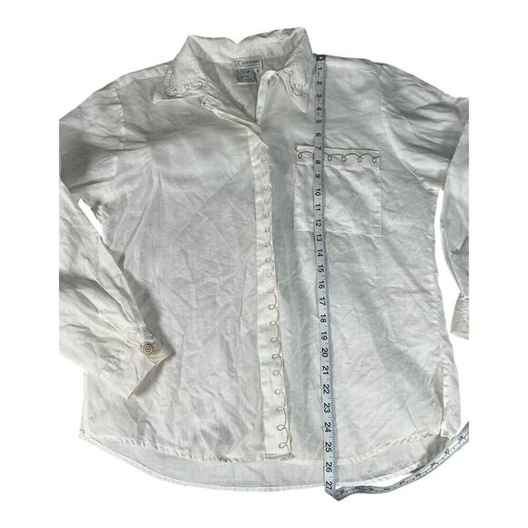 Vintage Courtenay 100% Linen Beach Light Weight Long Sleeve Size 10 Button Down - Picture 7 of 11